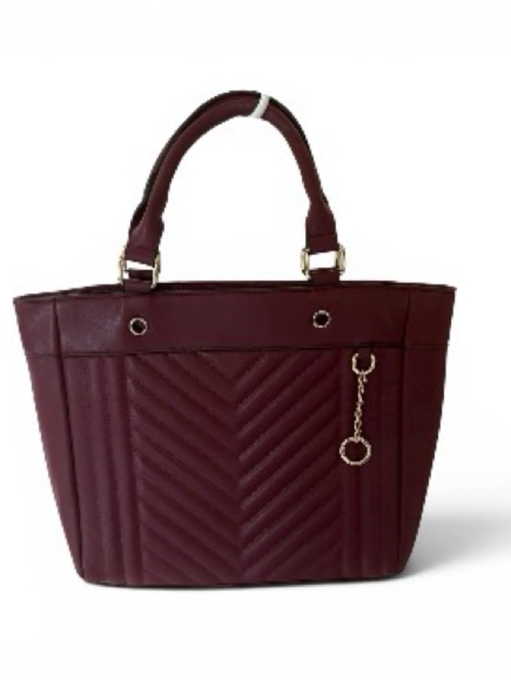 Quilted Chevron Tote Bag in Deep Burgundy